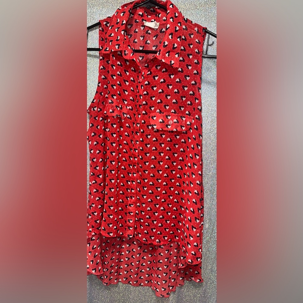 Red Heart Patterned Blouse